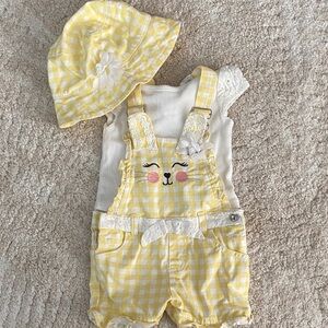 Little Lass Yellow and White Baby Outfit